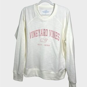 Vineyard Vines NWOT Cotton Slub Sweatshirt in Cream and Pink